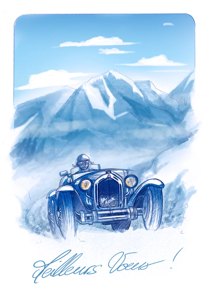 Carte de vœux Alfa Romeo 8C 2300 Célia Huart