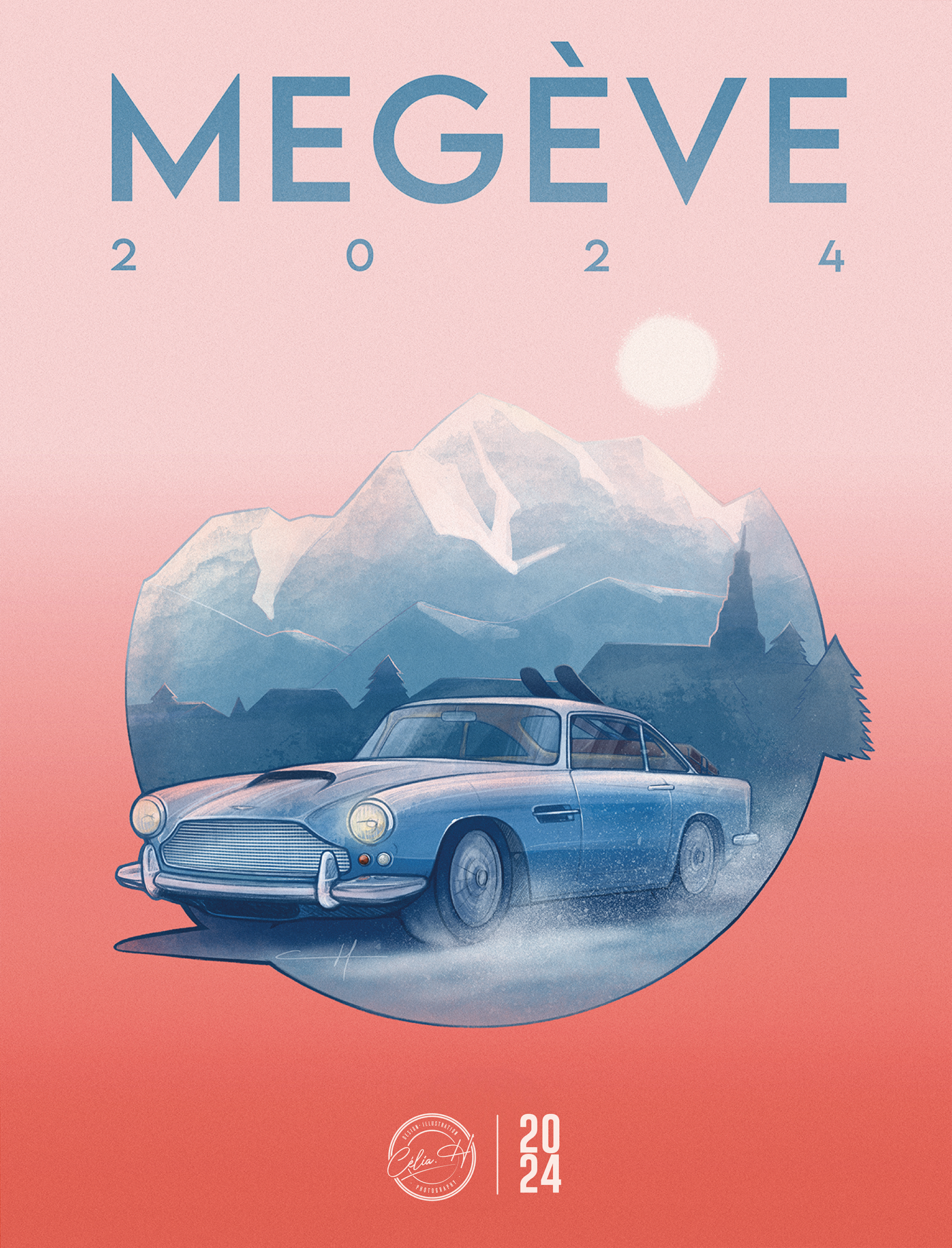 Vente Megève illustration DB4 Célia Huart